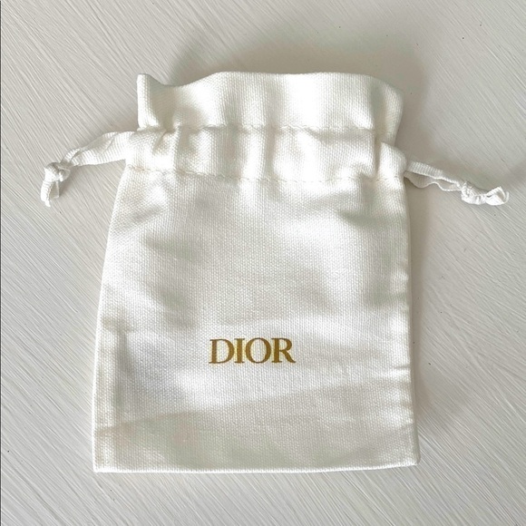 Christian Dior Beauty Dust Bag White Drawstring Pouch Gold Logo New Skincare - Picture 1 of 5
